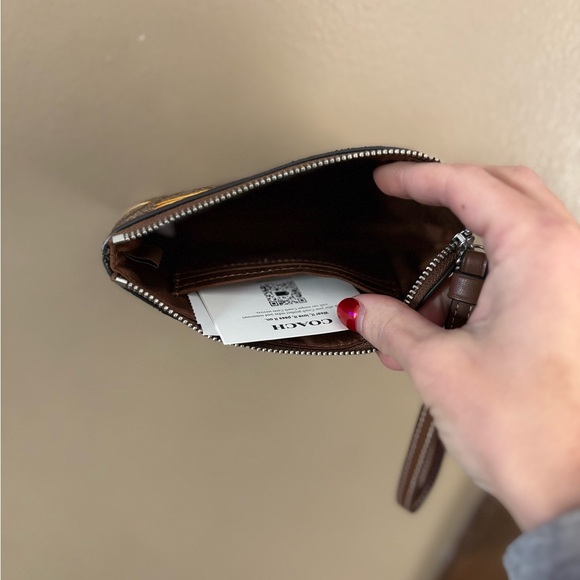 Coach Brown and Yellow Banana Pattern Wristlet - Picture 2 of 3